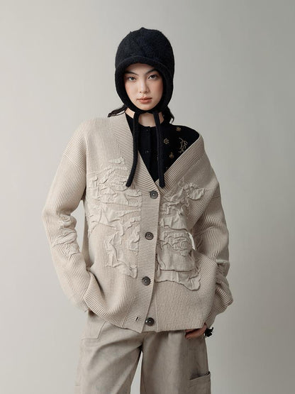 AnnoMundi Vintage Floral Jacquard Knit Cardigan