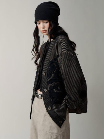 AnnoMundi Vintage Floral Jacquard Knit Cardigan