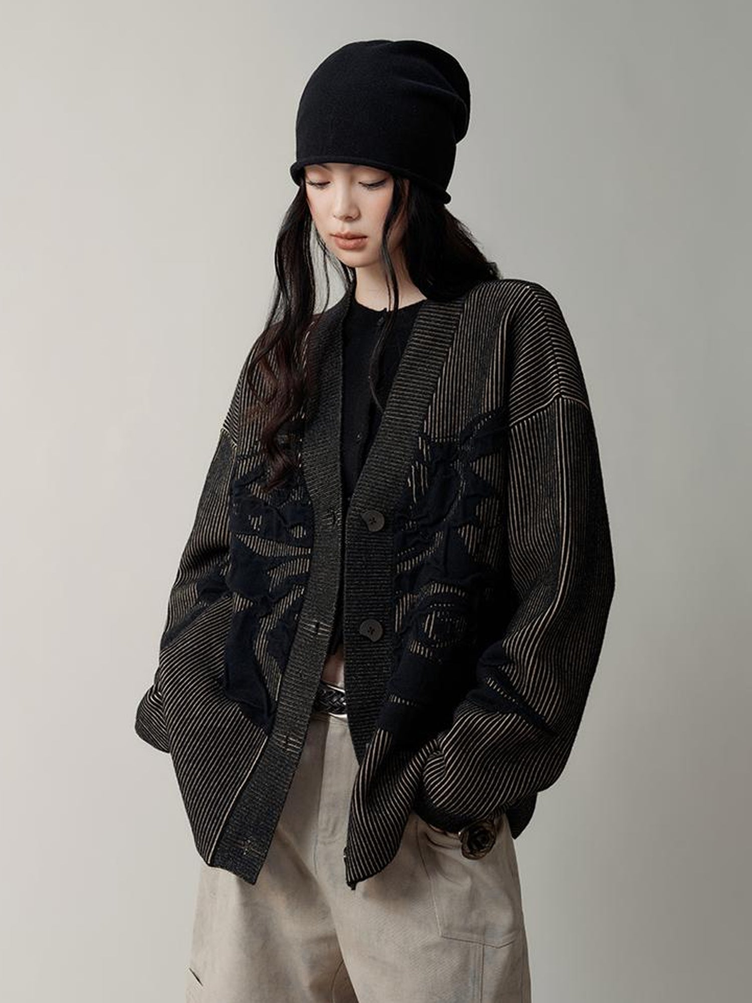 AnnoMundi Vintage Floral Jacquard Knit Cardigan