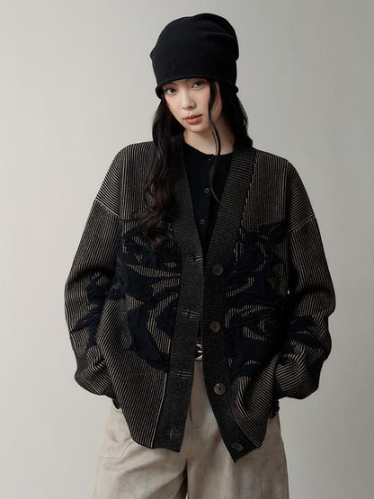 AnnoMundi Vintage Floral Jacquard Knit Cardigan