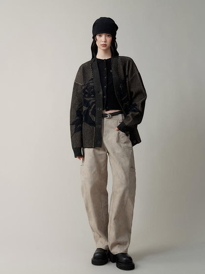 AnnoMundi Vintage Floral Jacquard Knit Cardigan