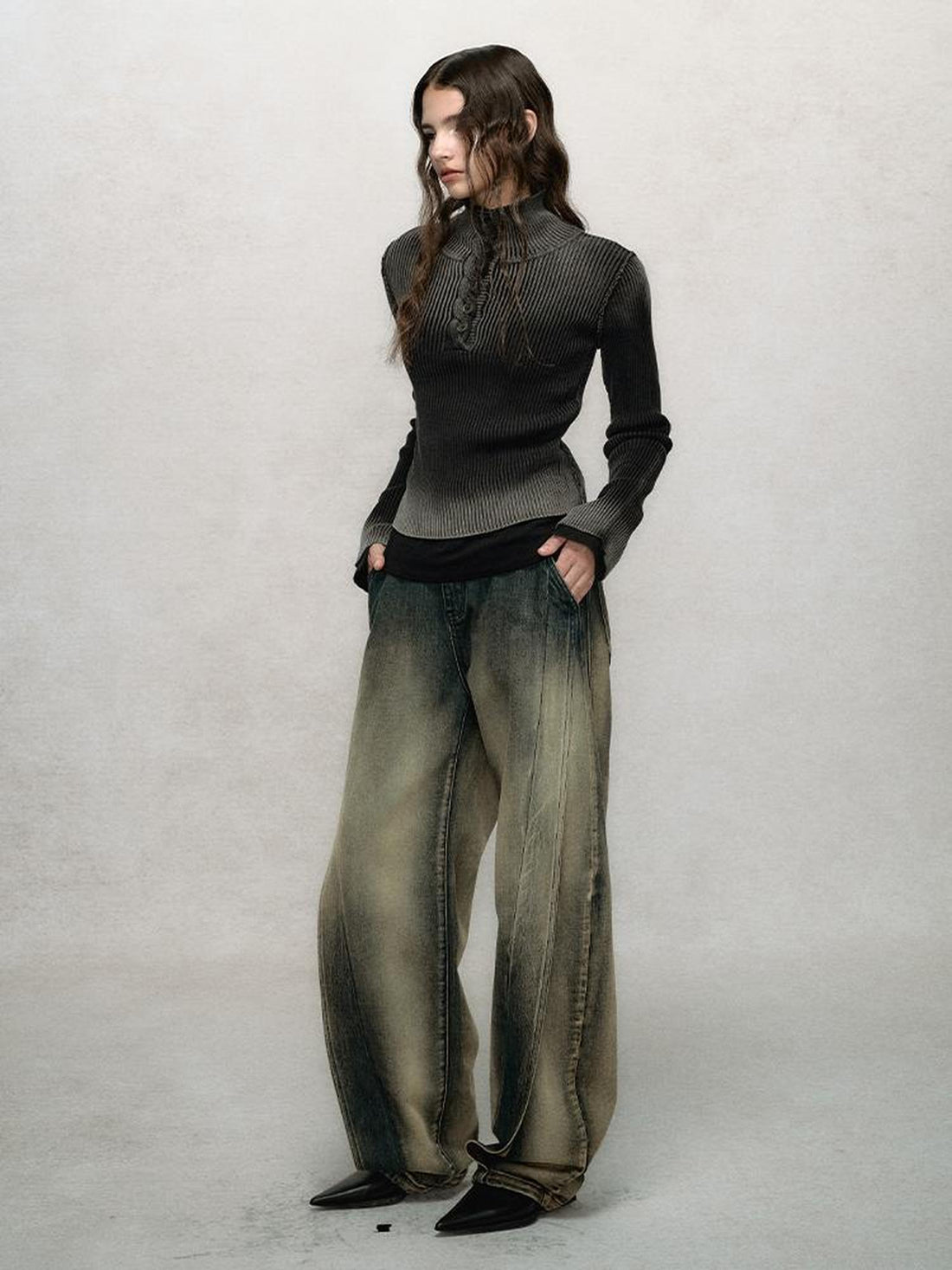 AnnoMundi Vintage Gradient Knit Turtleneck Sweater