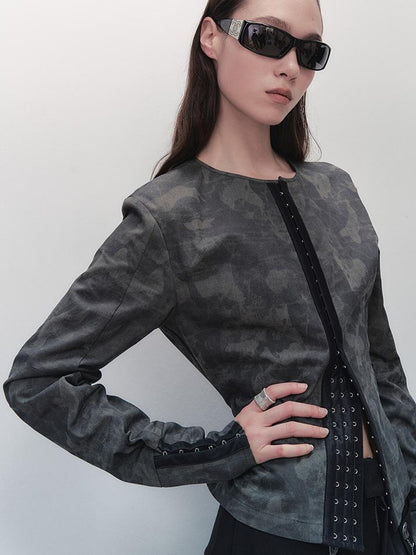 AnnoMundi Vintage Print Utility Shirt Skirt Set