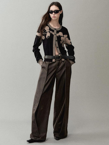 AnnoMundi Vintage Pu Coated Wide Leg Trousers