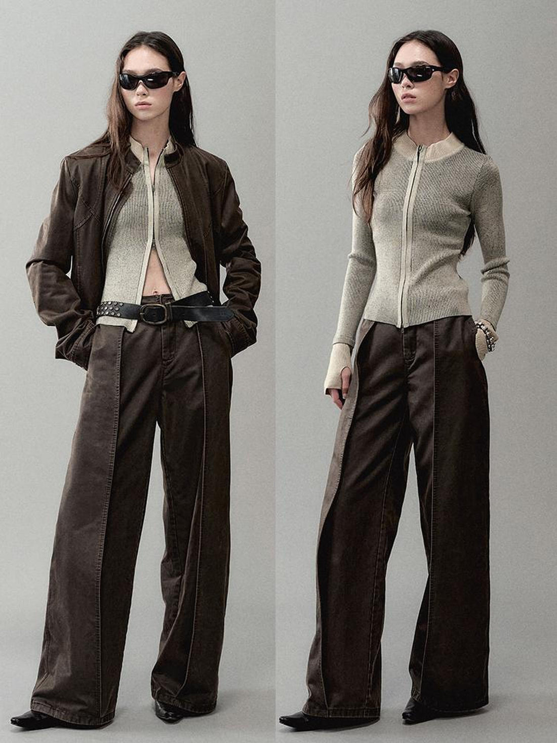 AnnoMundi Vintage Pu Coated Wide Leg Trousers