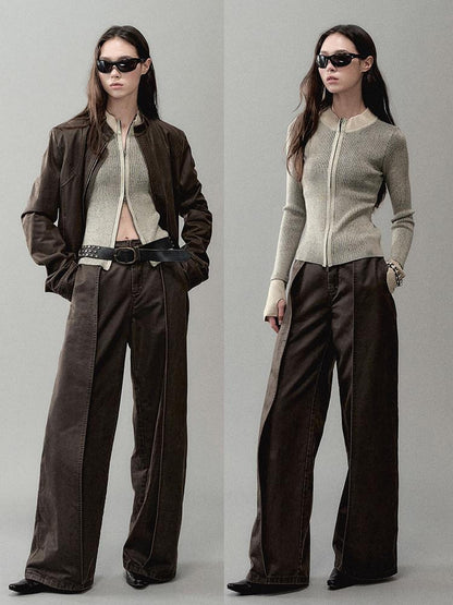 AnnoMundi Vintage Pu Coated Wide Leg Trousers