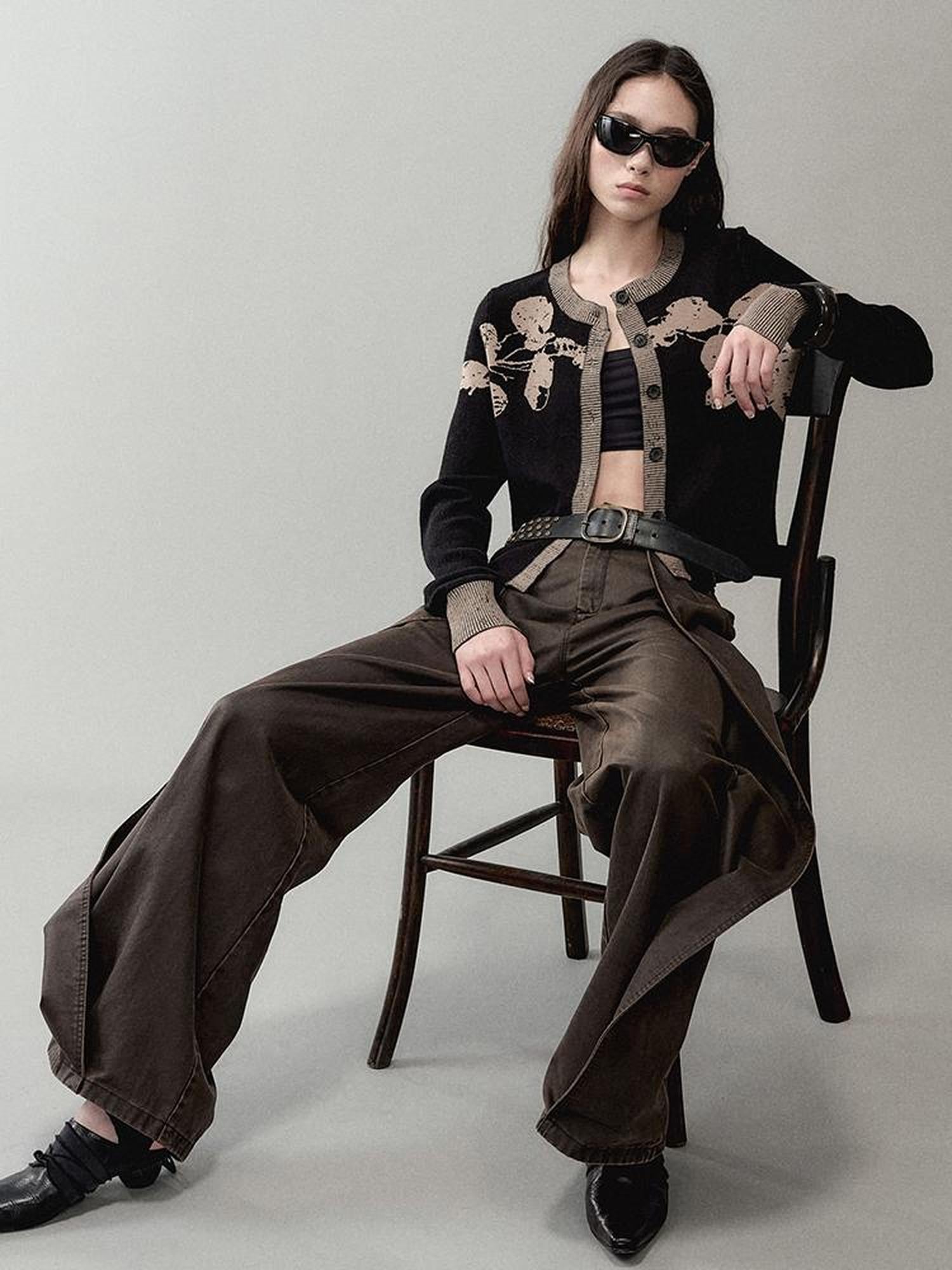 AnnoMundi Vintage Pu Coated Wide Leg Trousers