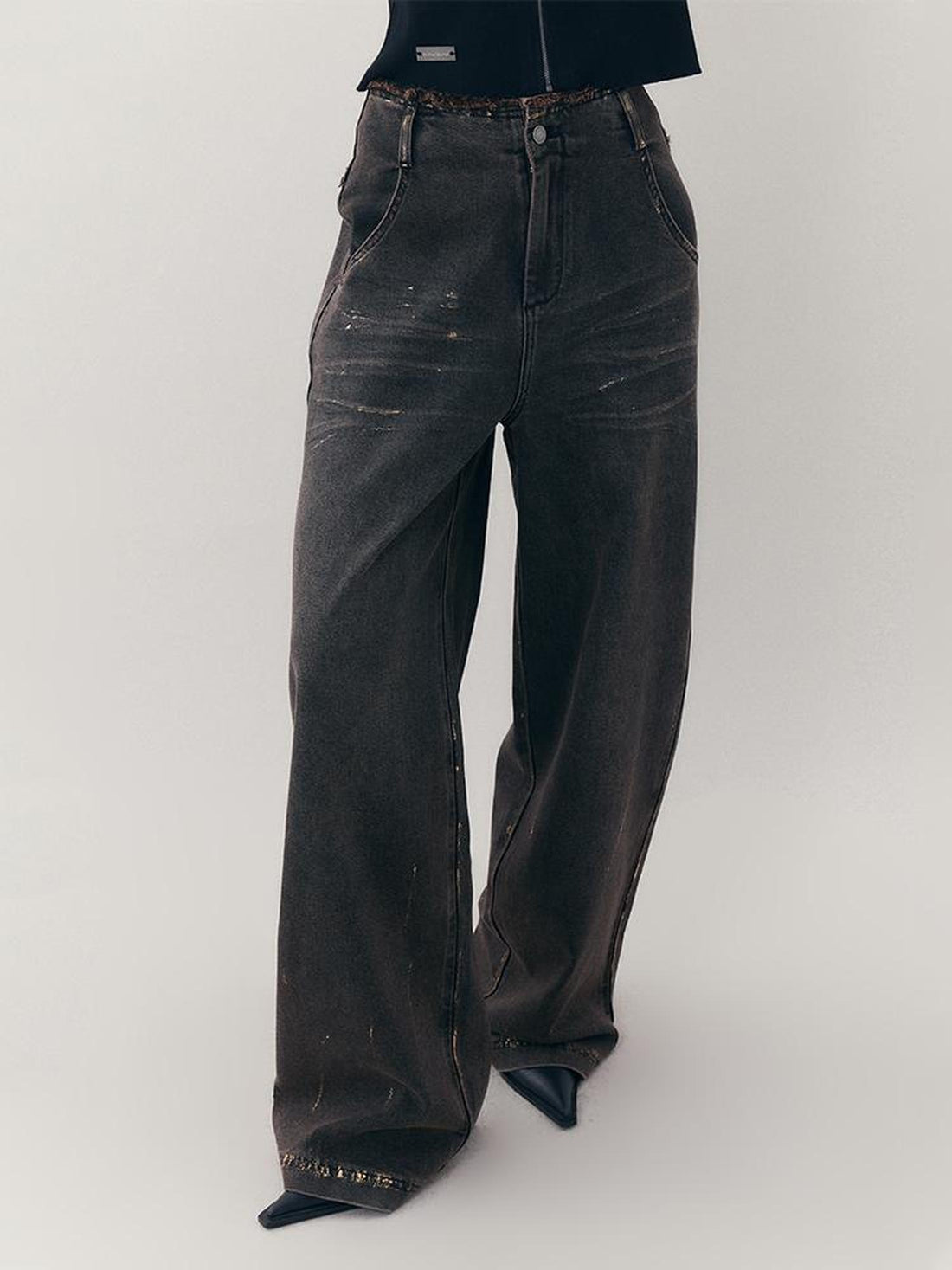 AnnoMundi Vintage Ruins Gold Foiled Denim Jeans