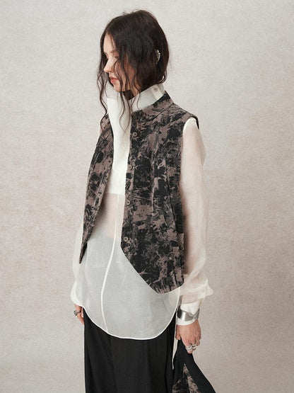 AnnoMundi Vintage Shadow Bloom Velvet Vest