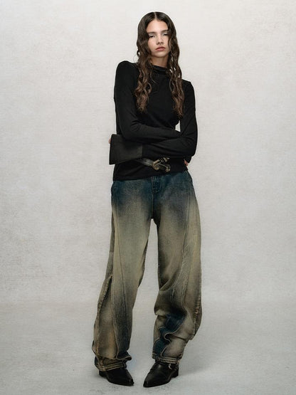 AnnoMundi Vintage Slub Cotton Wide Leg Jeans