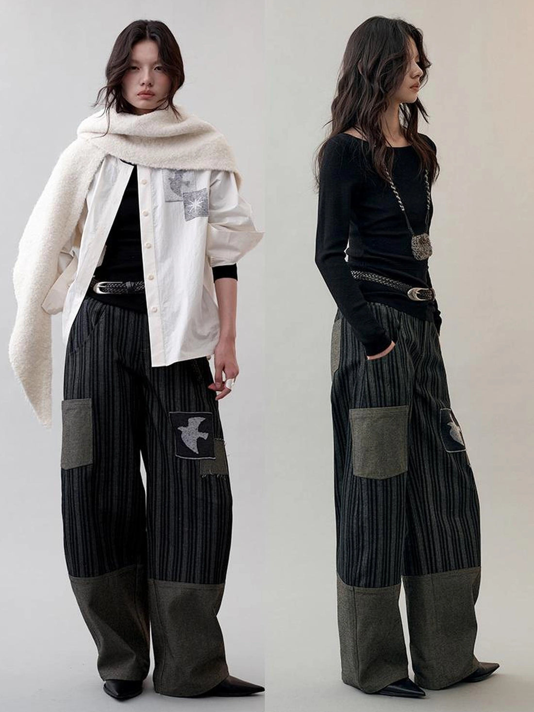 AnnoMundi Vintage Stripe Patchwork Relaxed Jeans Jeans