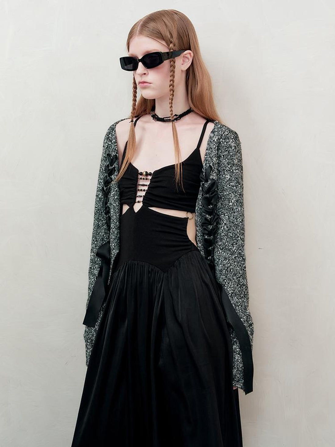 AnnoMundi Vintage V-Neck Knit Cardigan With Drawstring