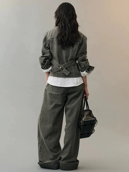 AnnoMundi Vintage Washed Two Piece Denim Set Suits