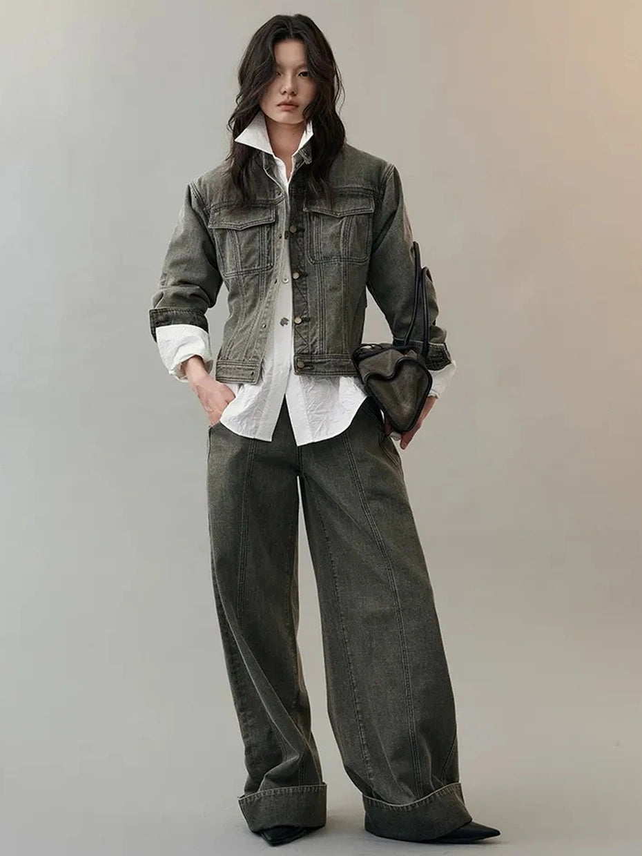 AnnoMundi Vintage Washed Two Piece Denim Set Suits