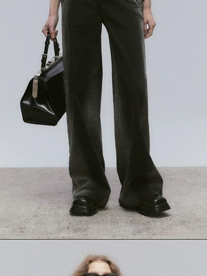 AnnoMundi Vintage Washed Wide Leg Jeans With Gradient Tint