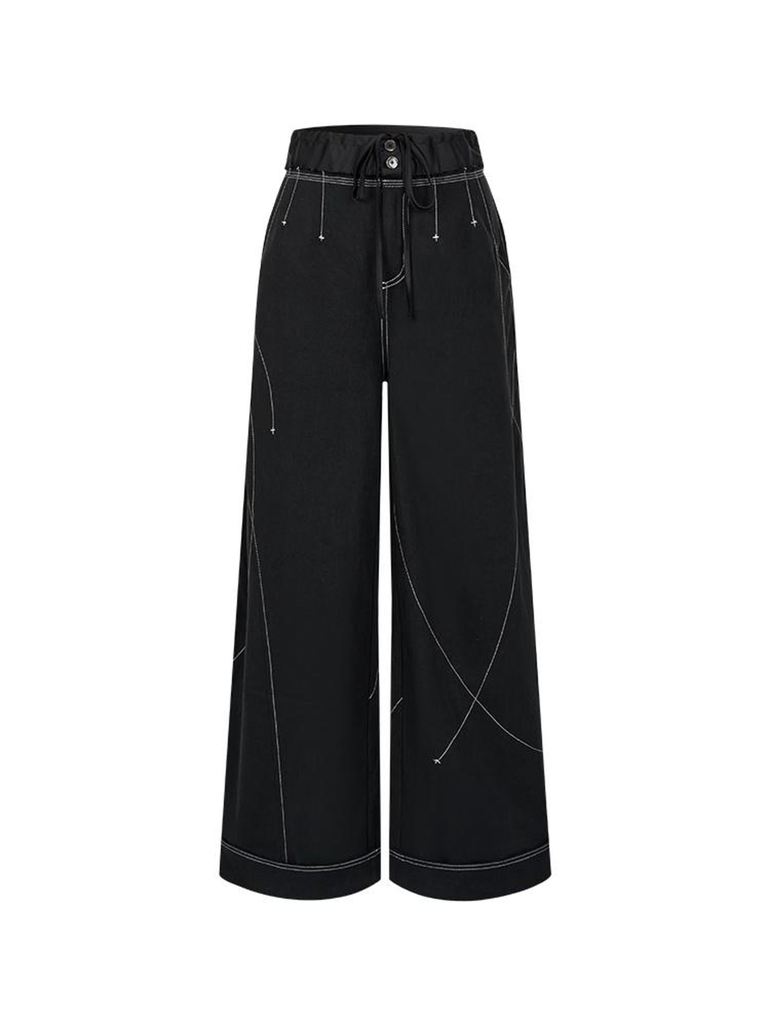 AnnoMundi Vintage Wide Leg Trousers With Contrast Stitching