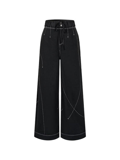 AnnoMundi Vintage Wide Leg Trousers With Contrast Stitching