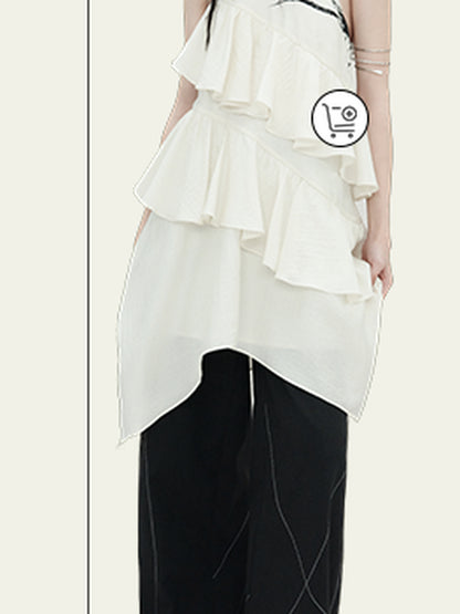 AnnoMundi Vintage Wide Leg Trousers With Contrast Stitching