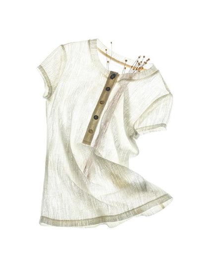 AnnoMundi Warm Mist Texture Henley Collar Slim Knit Women&