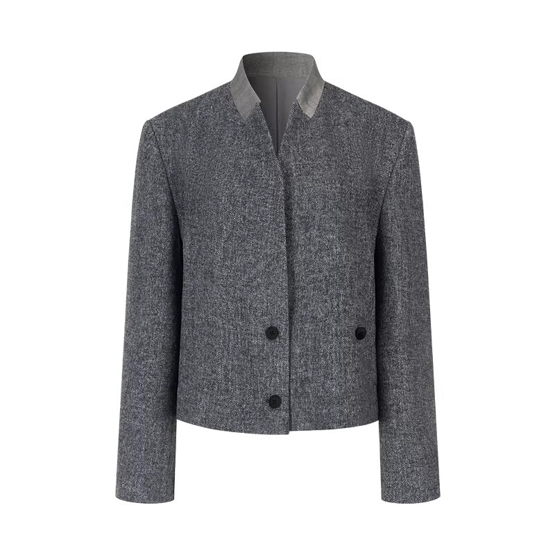 AnnoMundi_Warm_Thick_Wool_Blend_Minimalist_Oversized_Collarless_Short_Women_Jacket_MISSTT
