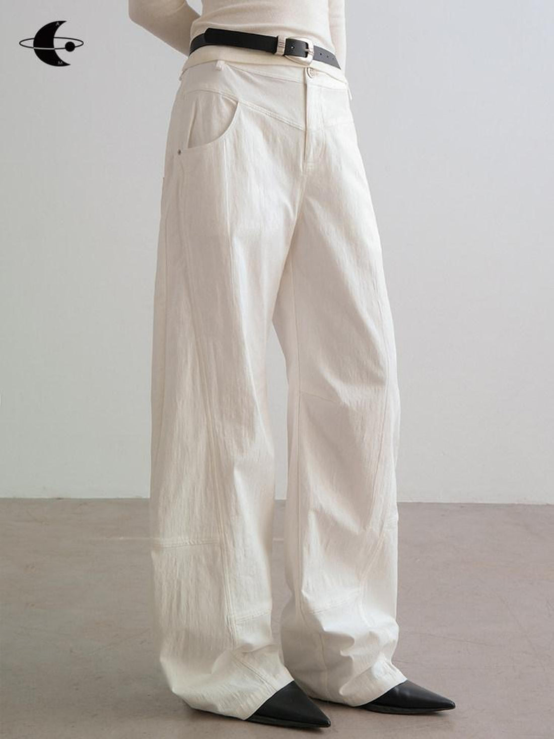 AnnoMundi White Deconstructed Split Panel Utility Curved Seam Women&