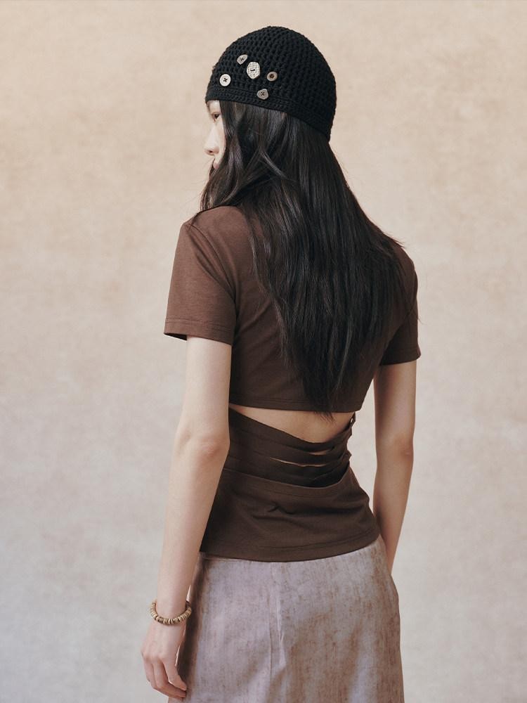 AnnoMundi White Layered Back Cutout Waist Cinch Women&