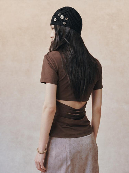 AnnoMundi White Layered Back Cutout Waist Cinch Women&