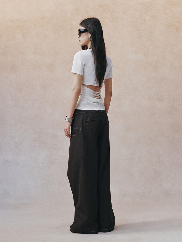 AnnoMundi White Layered Back Cutout Waist Cinch Women&