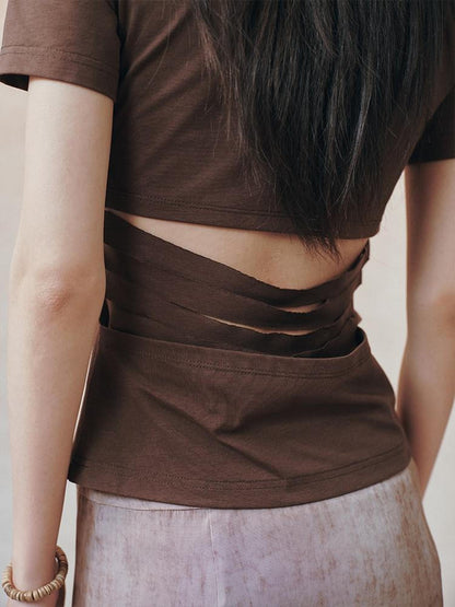 AnnoMundi White Layered Back Cutout Waist Cinch Women&
