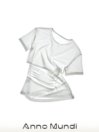 AnnoMundi White Layered Back Cutout Waist Cinch Women&