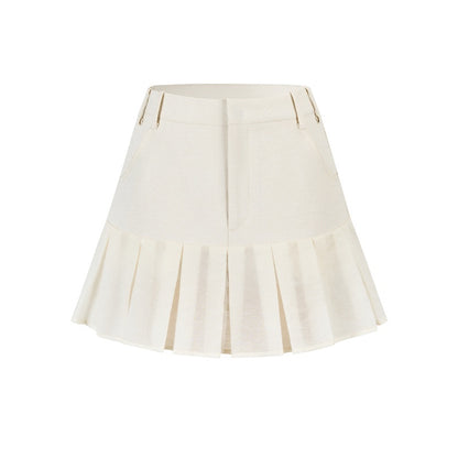 AnnoMundi Mini-jupe blanche plissée à volants et empiècements, taille haute, en polyester viscose pour femmes