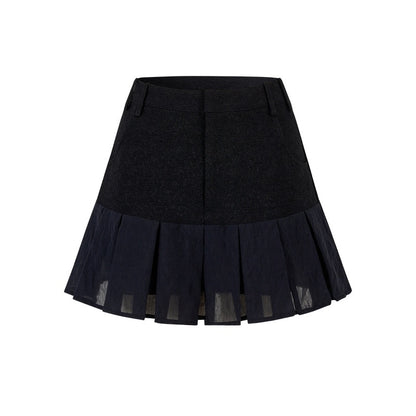 AnnoMundi Mini-jupe blanche plissée à volants et empiècements, taille haute, en polyester viscose pour femmes