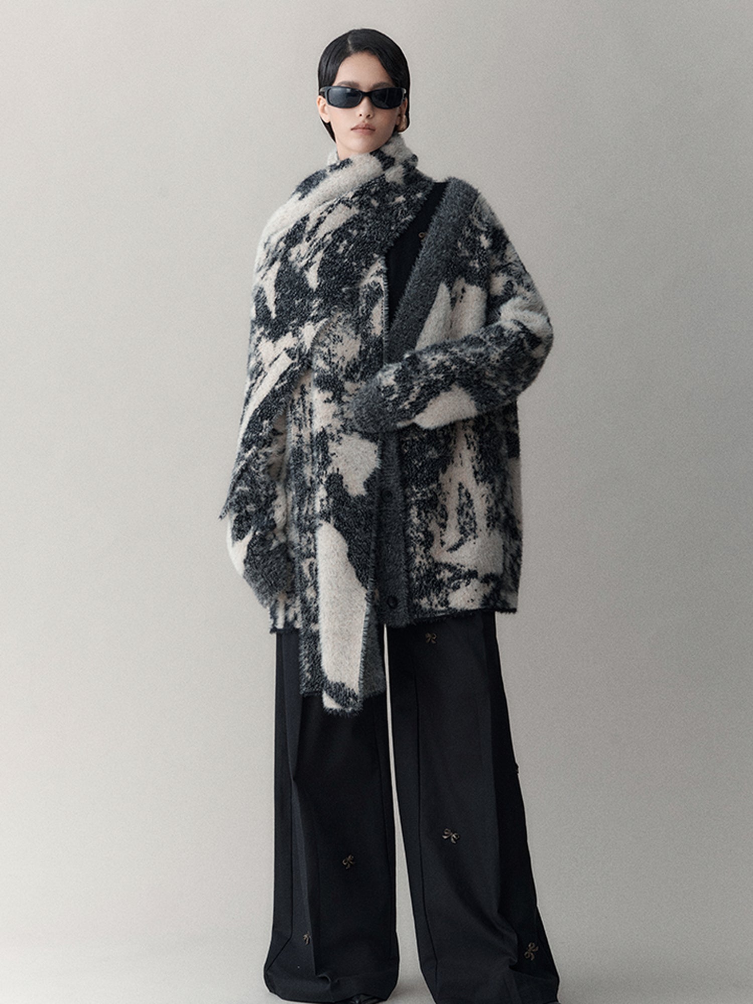AnnoMundi Winter Retro Jacquard Shawl Floral Print Wrap Scarf