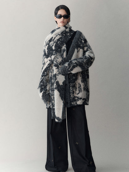 AnnoMundi Winter Retro Jacquard Shawl Floral Print Wrap Scarf
