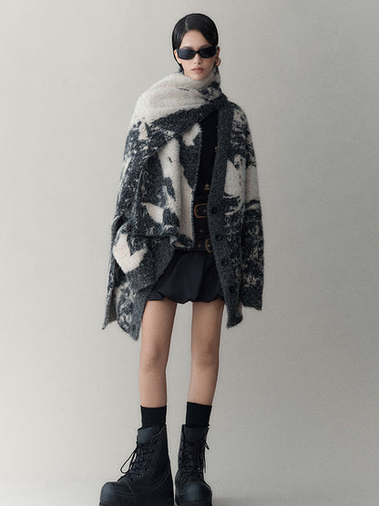 AnnoMundi Winter Retro Jacquard Shawl Floral Print Wrap Scarf