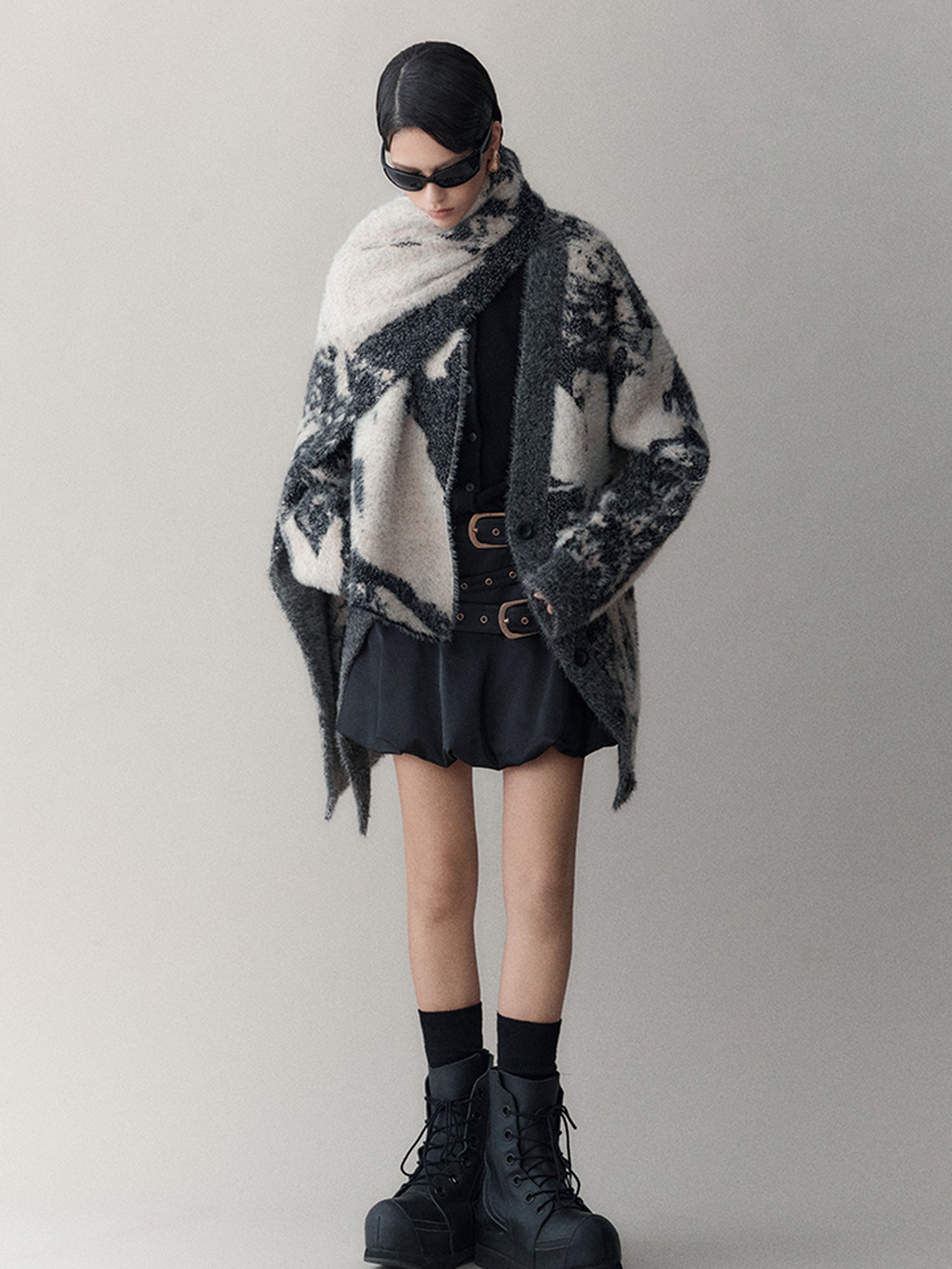 AnnoMundi Winter Retro Jacquard Shawl Floral Print Wrap Scarf