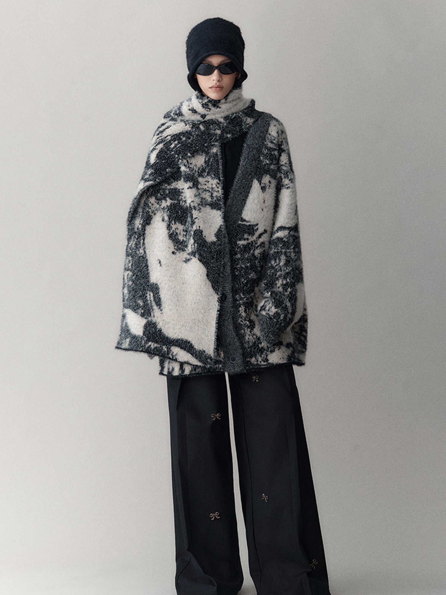 AnnoMundi Winter Retro Jacquard Shawl Floral Print Wrap Scarf