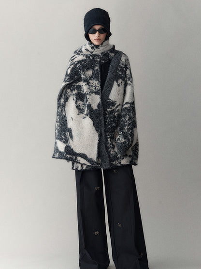 AnnoMundi Winter Retro Jacquard Shawl Floral Print Wrap Scarf