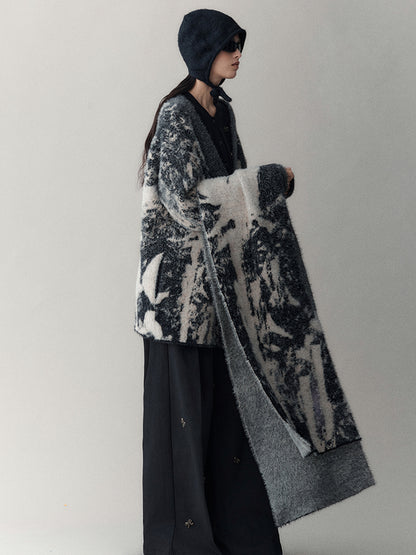 AnnoMundi Winter Retro Jacquard Shawl Floral Print Wrap Scarf