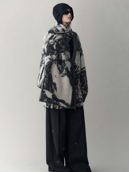 AnnoMundi Winter Retro Jacquard Shawl Floral Print Wrap Scarf