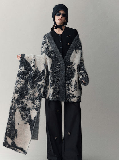 AnnoMundi Winter Retro Jacquard Shawl Floral Print Wrap Scarf