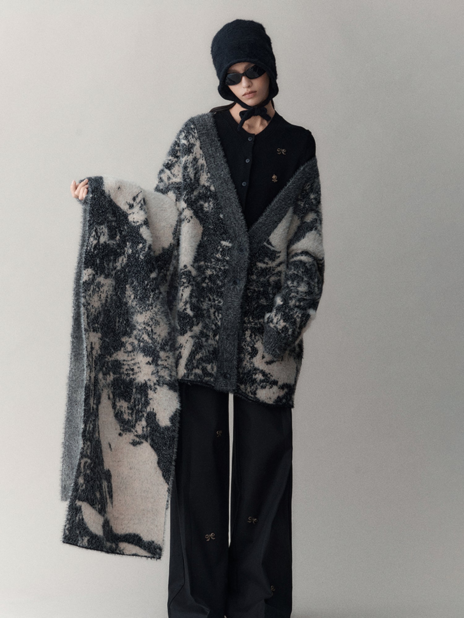AnnoMundi Winter Retro Jacquard Shawl Floral Print Wrap Scarf