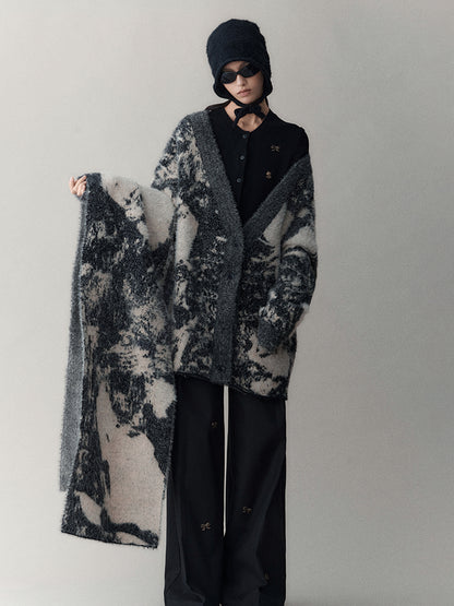 AnnoMundi Winter Retro Jacquard Shawl Floral Print Wrap Scarf