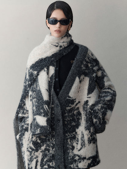 AnnoMundi Winter Retro Jacquard Shawl Floral Print Wrap Scarf