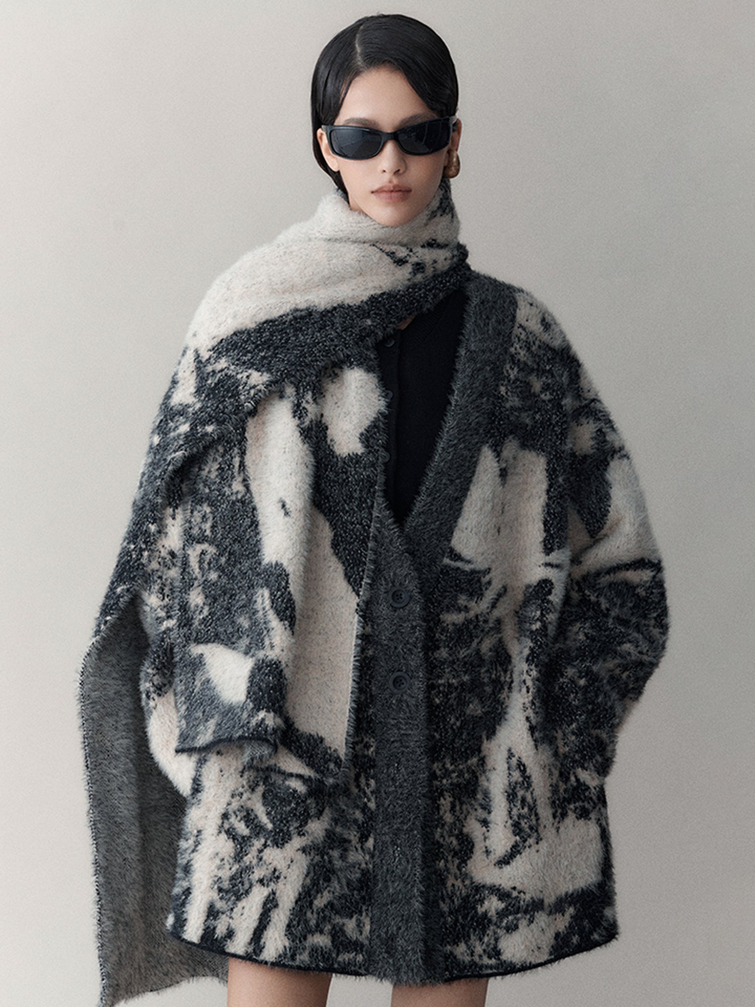 AnnoMundi Winter Retro Jacquard Shawl Floral Print Wrap Scarf