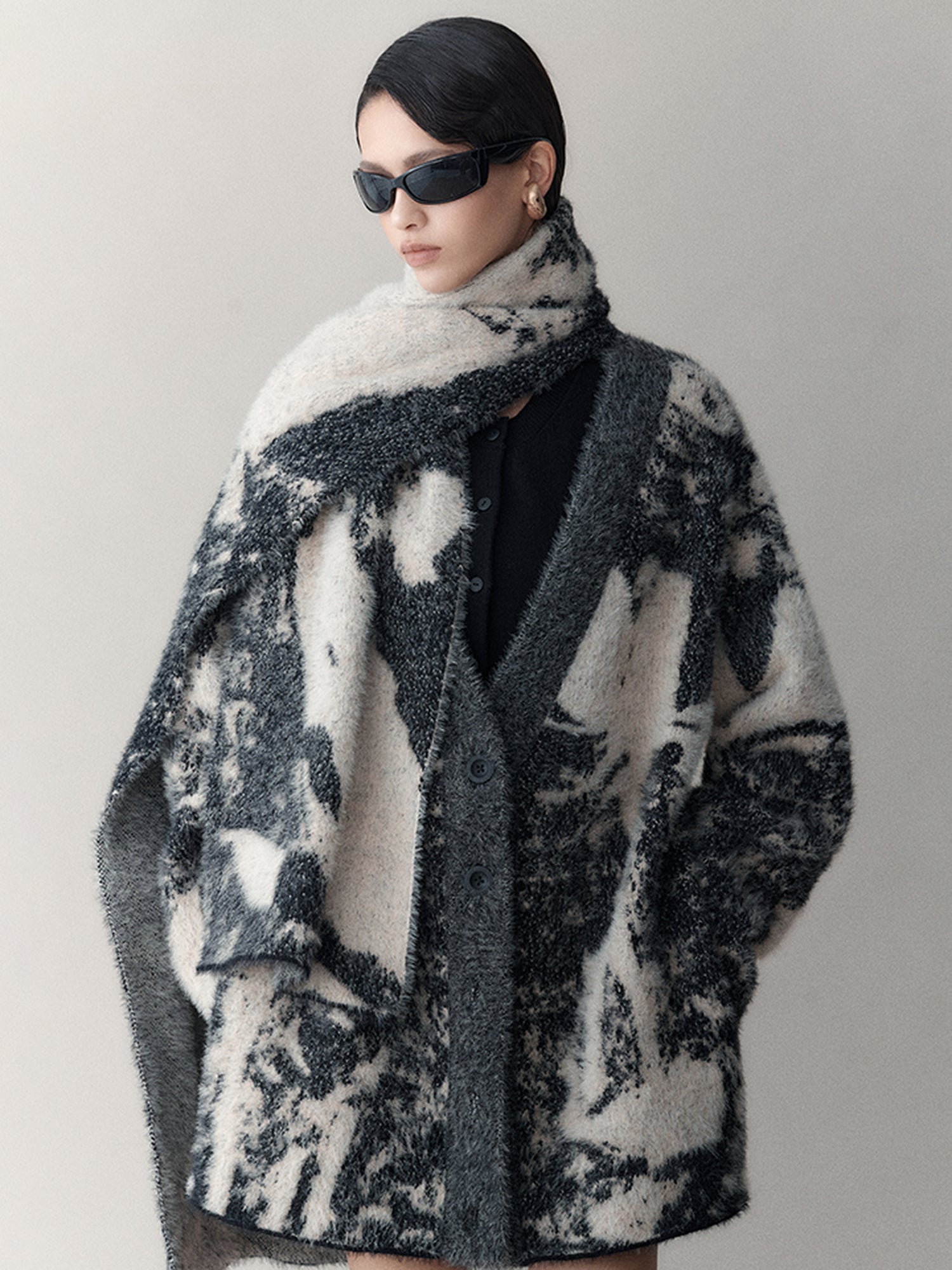 AnnoMundi Winter Retro Jacquard Shawl Floral Print Wrap Scarf