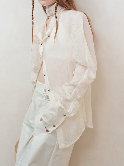 AnnoMundi Woven Glow Textured Linen Shirt