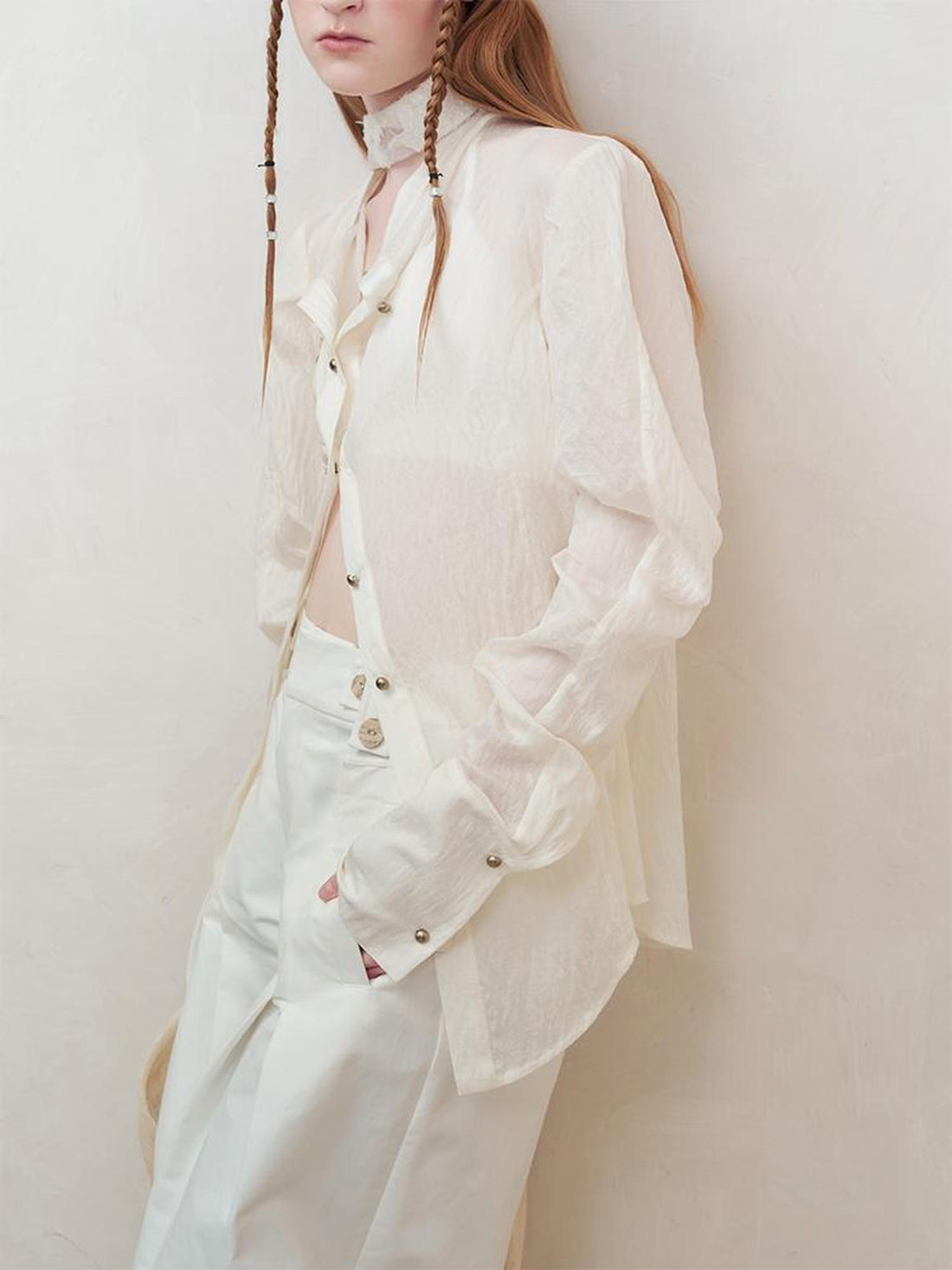 AnnoMundi Woven Glow Textured Linen Shirt