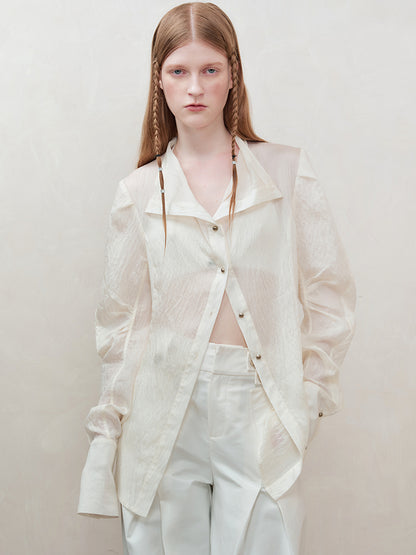 AnnoMundi Woven Glow Textured Linen Shirt