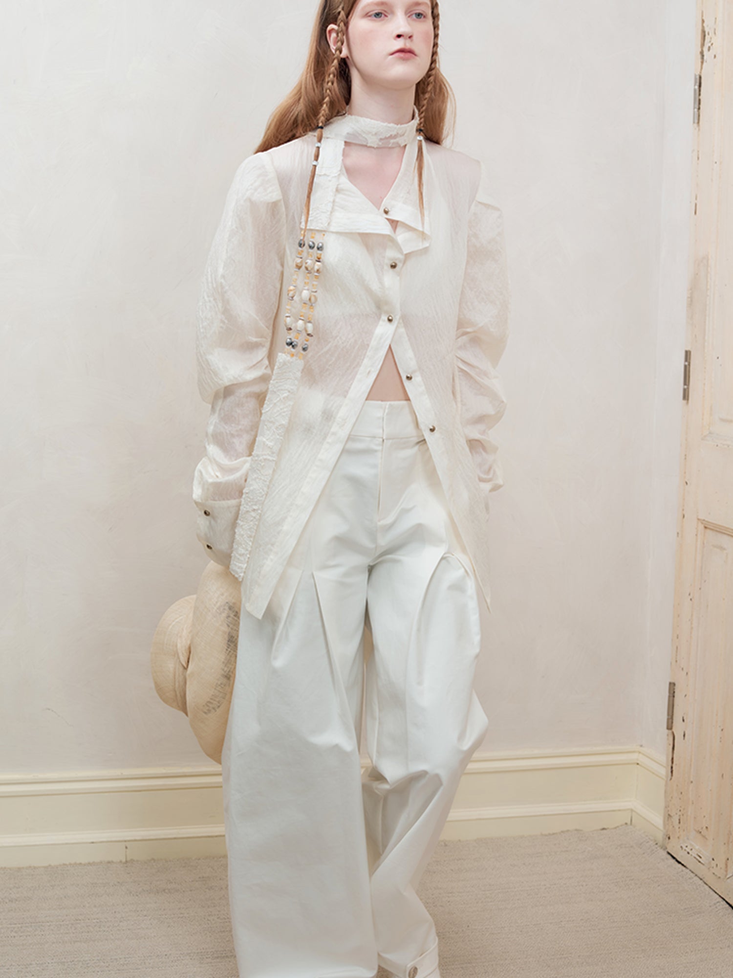 AnnoMundi Woven Glow Textured Linen Shirt